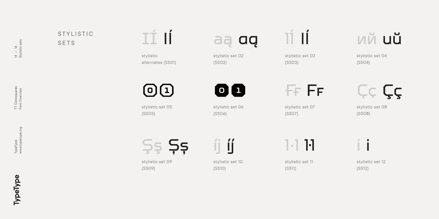TT Octosquares Condensed Italic Font preview